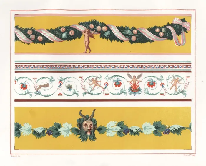 Framed Print : Wall paintings of foliage, fruit, festoons, cupids and Pan Framed Print : Wall paintings of foliage, fruit, festoons, cupids and Pan