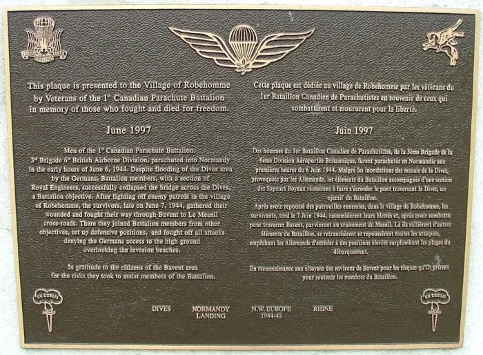Framed Print : Wall Plaque to Canadian 1st Parachute Bn, Normandy Framed Print : Wall Plaque to Canadian 1st Parachute Bn, Normandy
