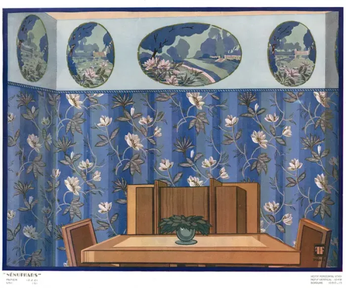 Framed Print : Wallpaper designs shown in a sample interior Framed Print : Wallpaper designs shown in a sample interior