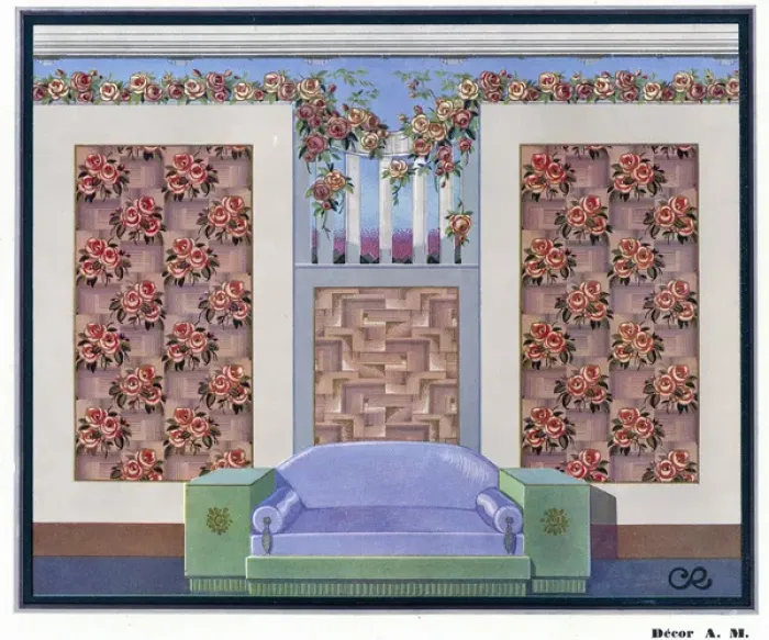 Framed Print : Wallpaper designs shown in a sample interior Framed Print : Wallpaper designs shown in a sample interior