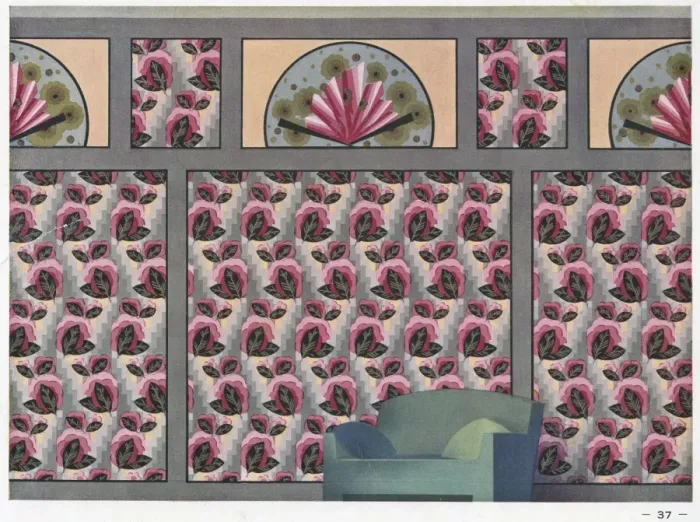 Framed Print : Wallpaper designs shown in a sample interior Framed Print : Wallpaper designs shown in a sample interior