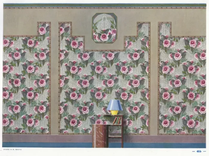 Framed Print : Wallpaper designs shown in a sample interior Framed Print : Wallpaper designs shown in a sample interior