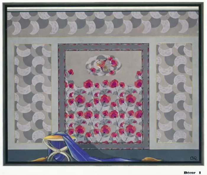 Framed Print : Wallpaper designs shown in a sample interior Framed Print : Wallpaper designs shown in a sample interior