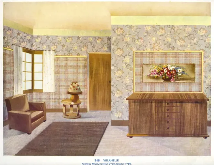 Framed Print : Wallpaper designs shown in a sample interior Framed Print : Wallpaper designs shown in a sample interior