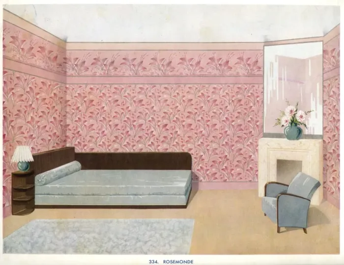 Framed Print : Wallpaper designs shown in a sample interior Framed Print : Wallpaper designs shown in a sample interior