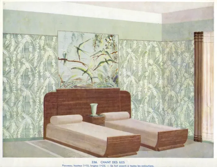 Framed Print : Wallpaper designs shown in a sample interior