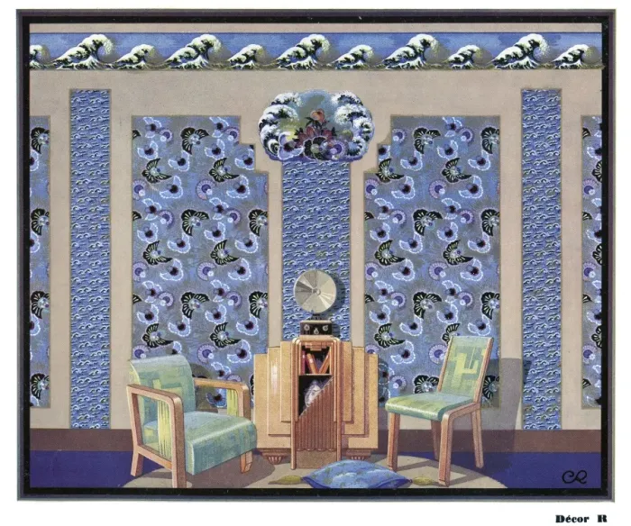 Framed Print : Wallpaper designs shown in a sample interior Framed Print : Wallpaper designs shown in a sample interior