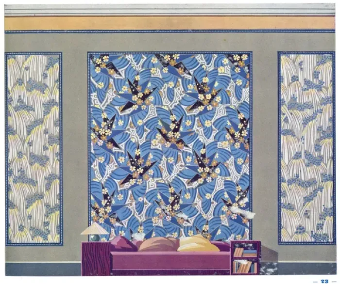 Framed Print : Wallpaper designs shown in a sample interior Framed Print : Wallpaper designs shown in a sample interior