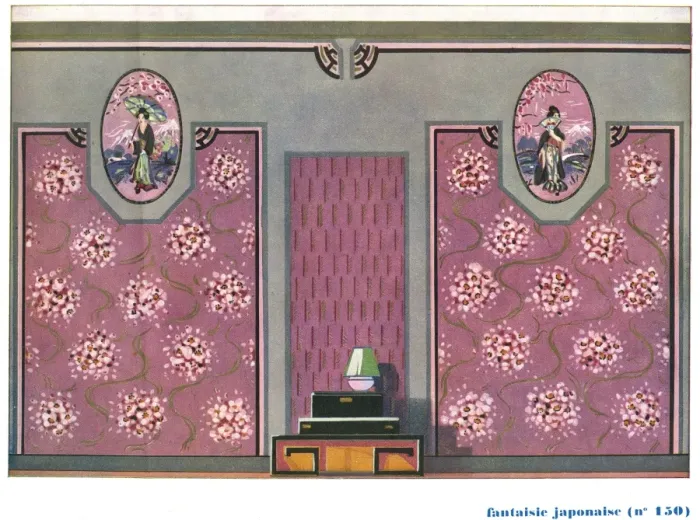 Framed Print : Wallpaper designs shown in a sample interior Framed Print : Wallpaper designs shown in a sample interior
