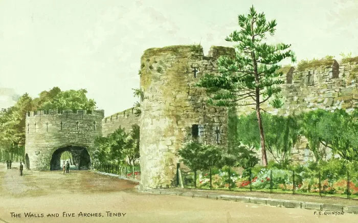 Framed Print : The Walls and Five Arches, Tenby, Pembrokeshire,s Wales Framed Print : The Walls and Five Arches, Tenby, Pembrokeshire,s Wales