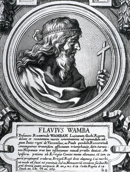 VALUE. WAMBA (?-688). Visigothic King (672-680). Engraving
