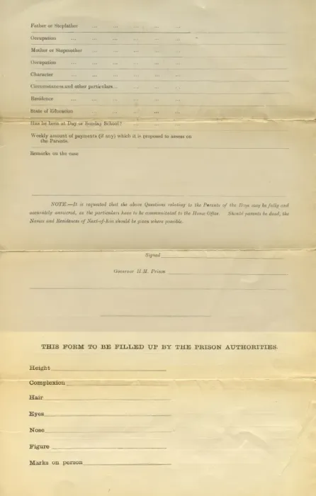 Framed Print : Wandsworth Reformatory Admission Form Page 2 Framed Print : Wandsworth Reformatory Admission Form Page 2
