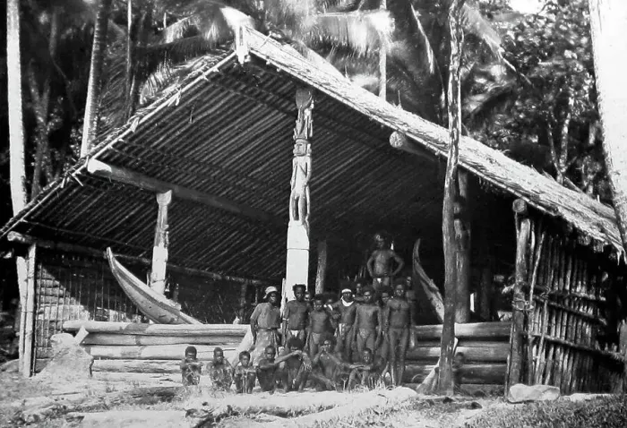 Framed Print : War canoe house, Solomon Islands, Victorian period Framed Print : War canoe house, Solomon Islands, Victorian period
