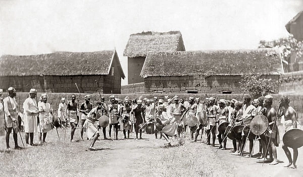 War dance, Madagascar, 1890s