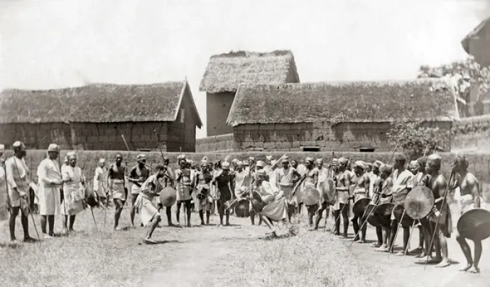 Framed Print : War dance, Madagascar, 1890s Framed Print : War dance, Madagascar, 1890s