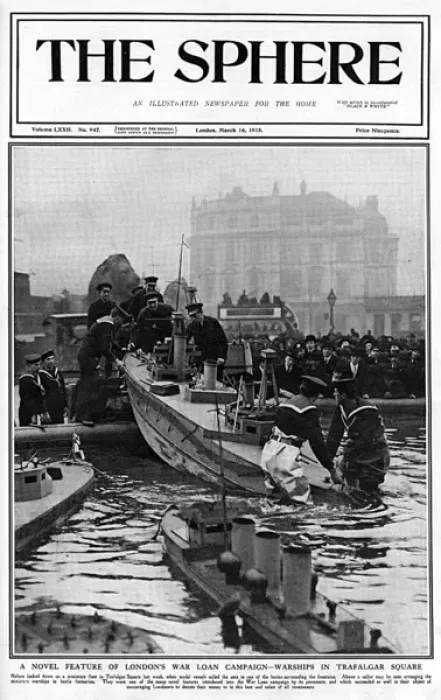 Framed Print : War Loan Campaign in Trafalgar Square, warships launched Framed Print : War Loan Campaign in Trafalgar Square, warships launched