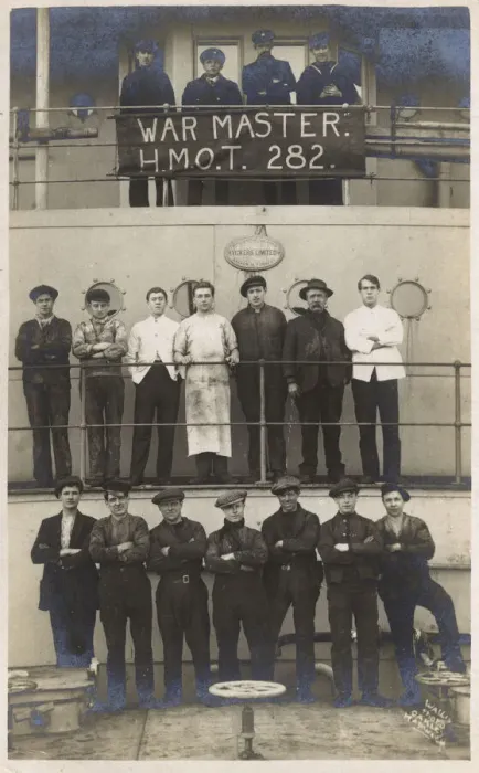 Framed Print : War Master HMOT 282 oil tanker and crew at Harwich, WW1 Framed Print : War Master HMOT 282 oil tanker and crew at Harwich, WW1
