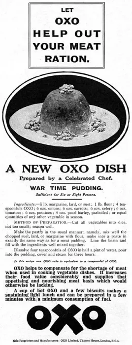 Framed Print : War Time Pudding with Oxo, 1918 Framed Print : War Time Pudding with Oxo, 1918