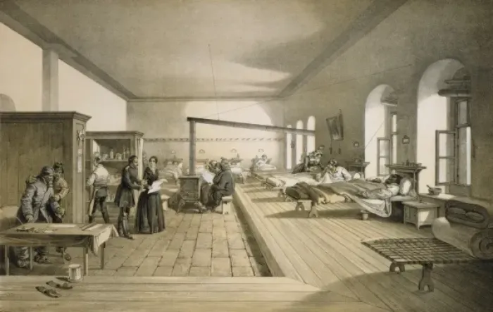 Framed Print : One of the wards of the hospital at Scutari Framed Print : One of the wards of the hospital at Scutari
