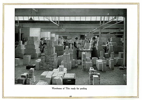Warehouse of tiles ready for packing, Alfred Meakin