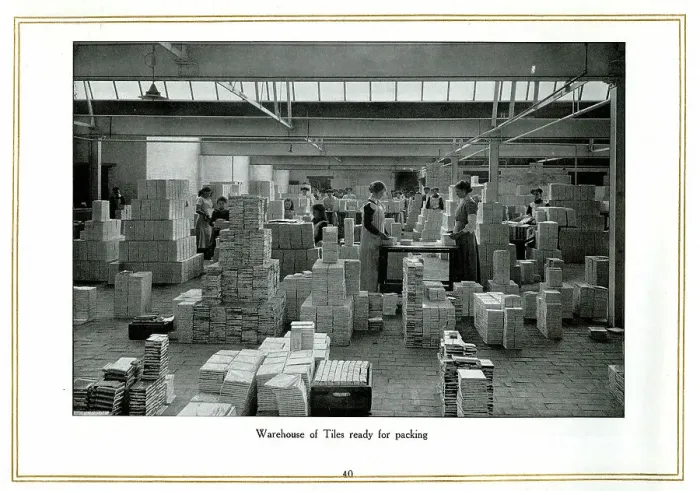Framed Print : Warehouse of tiles ready for packing, Alfred Meakin Framed Print : Warehouse of tiles ready for packing, Alfred Meakin