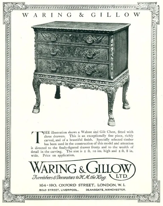 Framed Print : Waring and Gillow Advertisement Framed Print : Waring and Gillow Advertisement