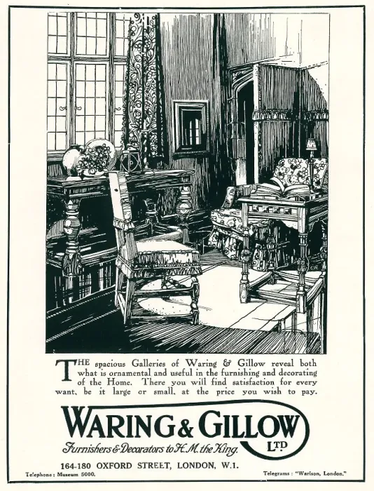 Framed Print : Waring and Gillow Advertisement