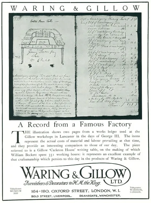 Framed Print : Waring and Gillow Advertisement Framed Print : Waring and Gillow Advertisement