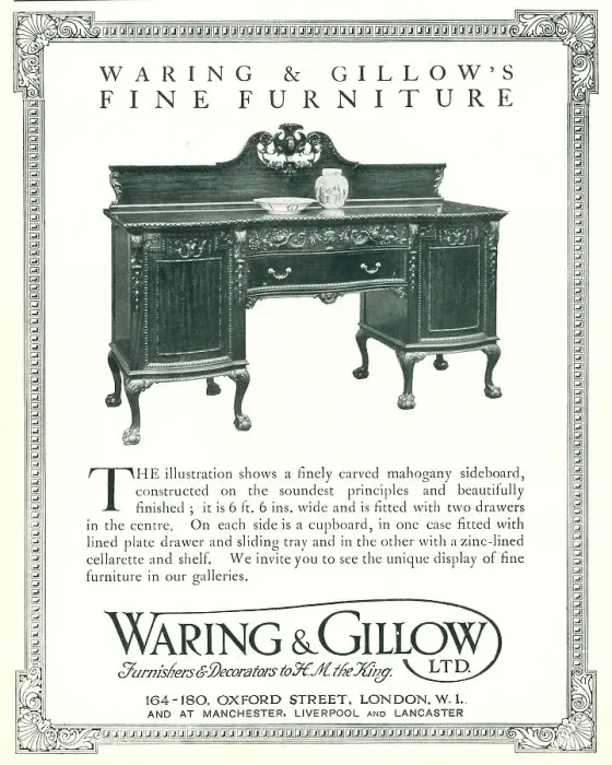 Framed Print : Waring and Gillow Advertisement Framed Print : Waring and Gillow Advertisement