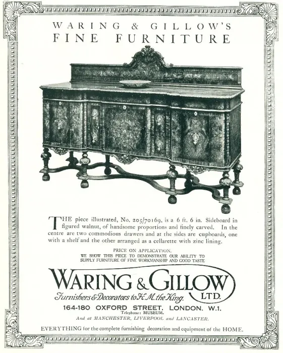 Framed Print : Waring and Gillow Advertisement Framed Print : Waring and Gillow Advertisement