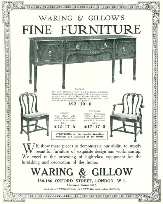 Framed Print : Waring and Gillow Advertisement Framed Print : Waring and Gillow Advertisement