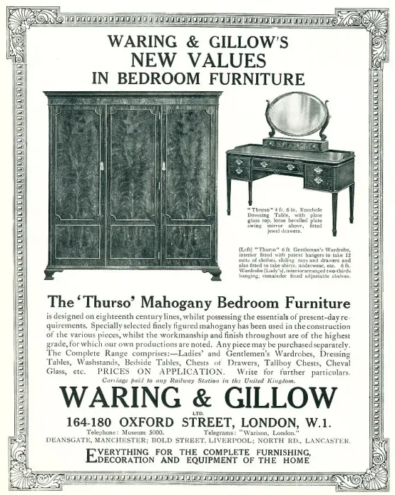 Framed Print : Waring and Gillow Advertisement Framed Print : Waring and Gillow Advertisement