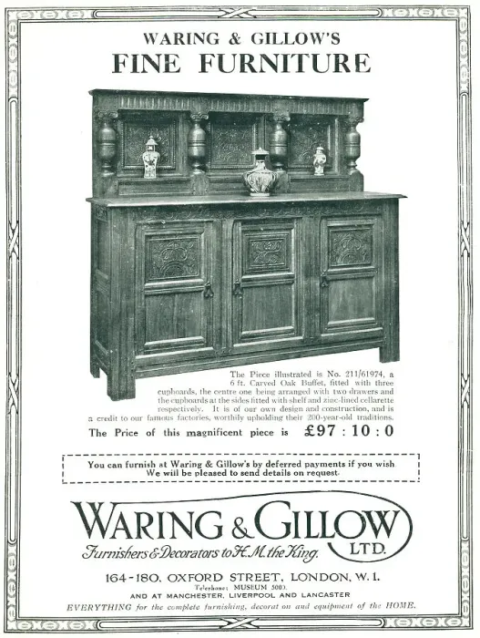 Framed Print : Waring and Gillow Advertisement