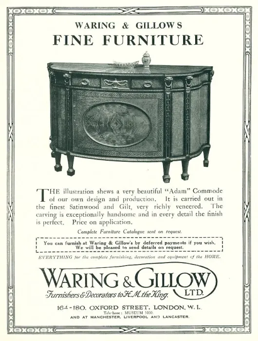 Framed Print : Waring and Gillow Advertisement Framed Print : Waring and Gillow Advertisement
