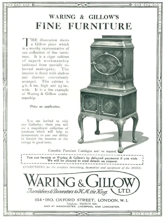 Framed Print : Waring and Gillow Advertisement Framed Print : Waring and Gillow Advertisement
