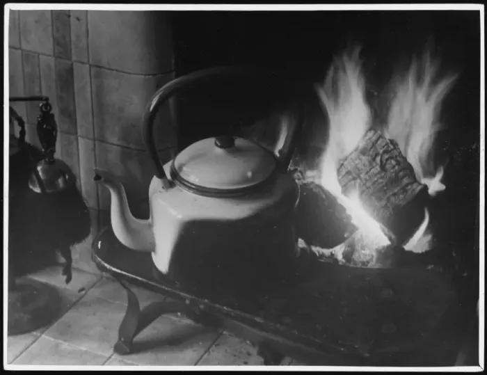 Framed Print : Warming Kettle by Fire Framed Print : Warming Kettle by Fire