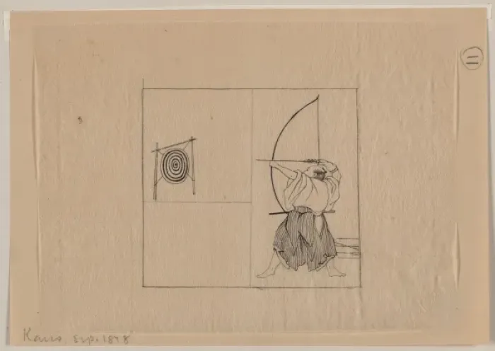 Framed Print : Warrior, full-length, facing left, with bow drawn, about to Framed Print : Warrior, full-length, facing left, with bow drawn, about to