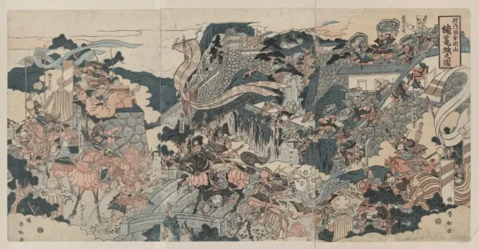 Framed Print : The warrior Kusunoki barricading himself into Akasaka Castle Framed Print : The warrior Kusunoki barricading himself into Akasaka Castle