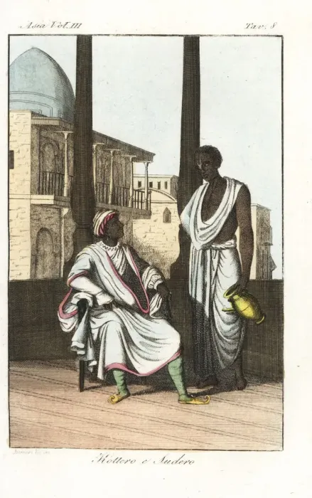 Framed Print : Warrior prince or Rajput with servant, 19th century Framed Print : Warrior prince or Rajput with servant, 19th century
