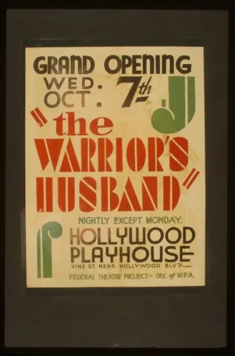 Framed Print : The warriors husband Nightly except Monday : Hollywood Play Framed Print : The warriors husband Nightly except Monday : Hollywood Play