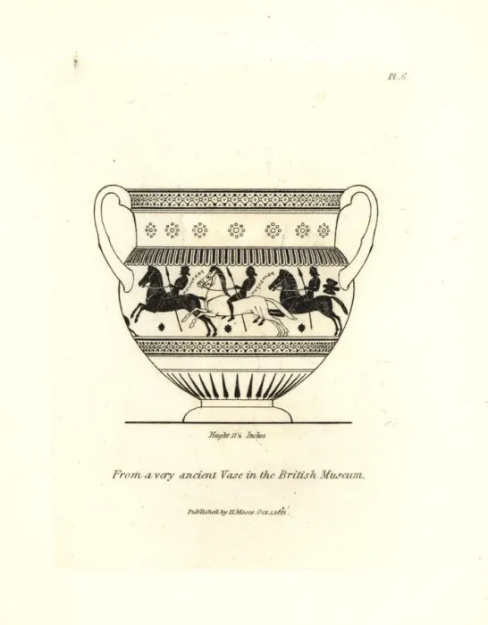 Framed Print : Warriors with spears on horseback from a vase Framed Print : Warriors with spears on horseback from a vase
