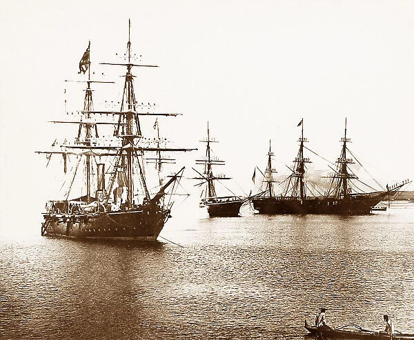 Warships in Honolulu Harbour before 1900