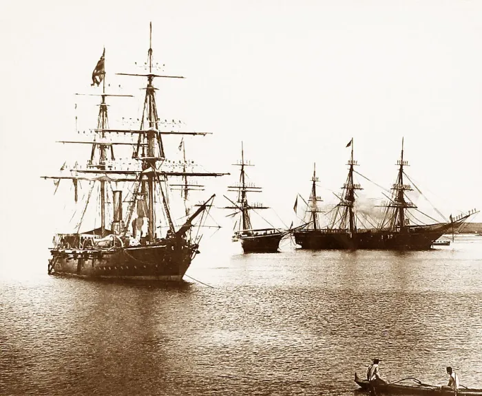Framed Print : Warships in Honolulu Harbour before 1900 Framed Print : Warships in Honolulu Harbour before 1900