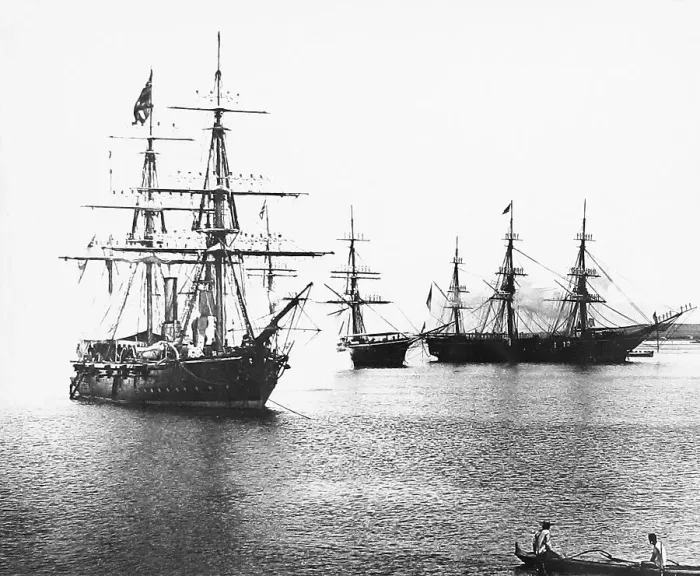 Framed Print : Warships in Honolulu Harbour before 1900 Framed Print : Warships in Honolulu Harbour before 1900