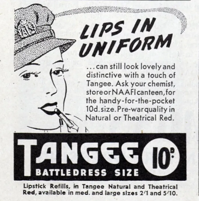 Framed Print : Wartime advert for Tangee Lipstick. Date: 1943 Framed Print : Wartime advert for Tangee Lipstick. Date: 1943
