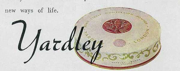 A wartime advert for Yardley Complexion Powder. Date: 1943