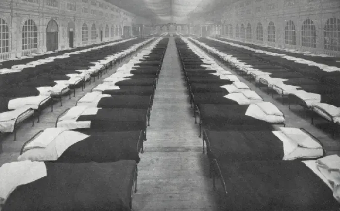 Framed Print : Wartime Beds at Earls Court, West London Framed Print : Wartime Beds at Earls Court, West London