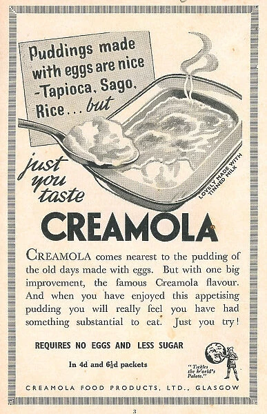 Wartime Creamola Advertisement