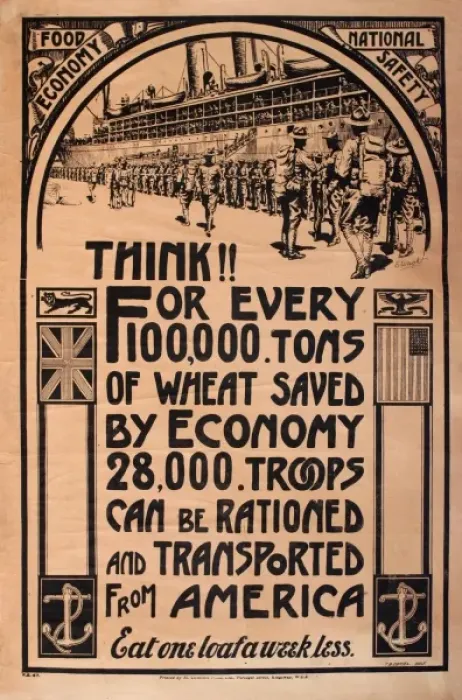 Framed Print : Wartime poster, conservation of wheat for war effort Framed Print : Wartime poster, conservation of wheat for war effort