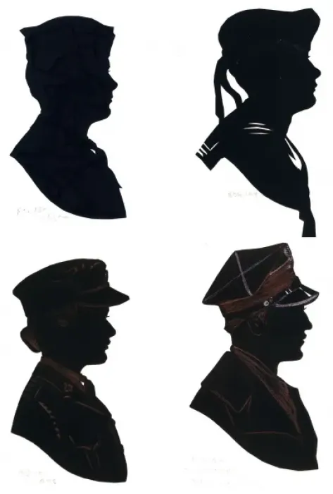 Framed Print : Four wartime silhouettes Framed Print : Four wartime silhouettes